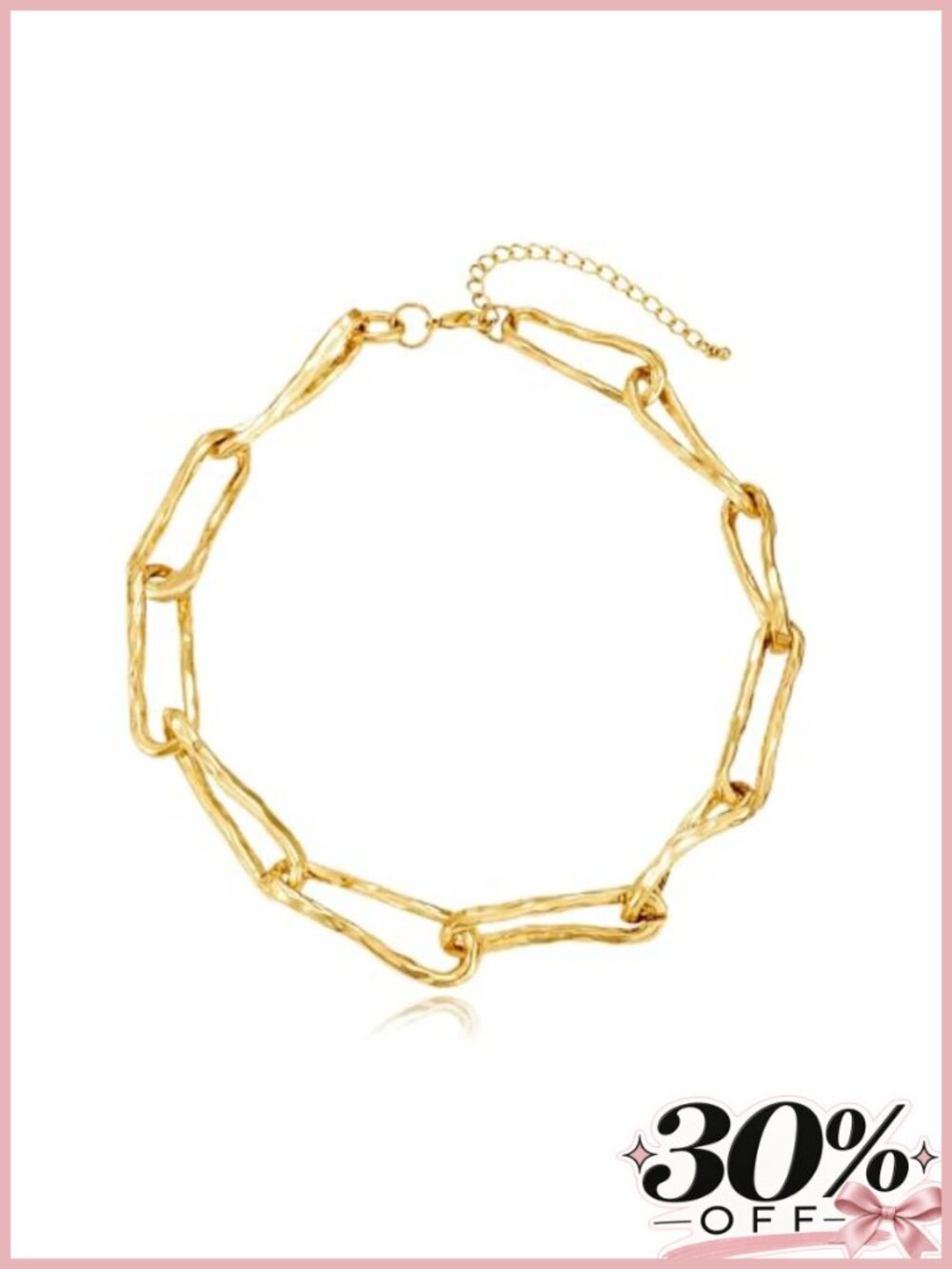 14K Gold Plated Paperclip Choker Necklace Chunky Statement Link